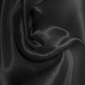 Silk Hemp Satin Woven Fabric All Natural Fiber By the Yard Bridal Black image 1