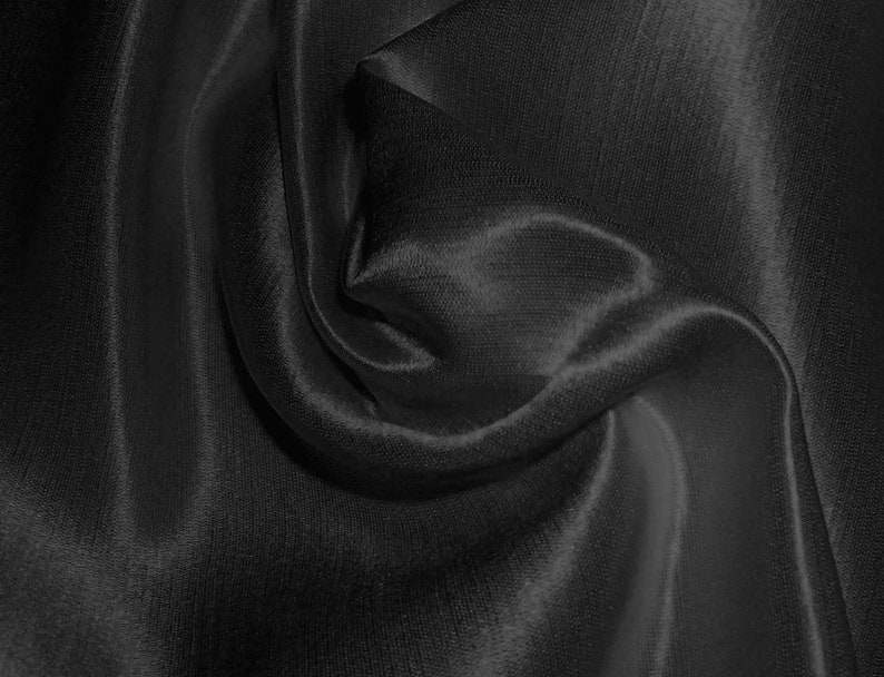 Silk Hemp Satin Woven Fabric All Natural Fiber By the Yard Bridal Black image 1