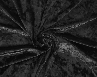 May include: Black crushed velvet fabric with a soft, textured surface.