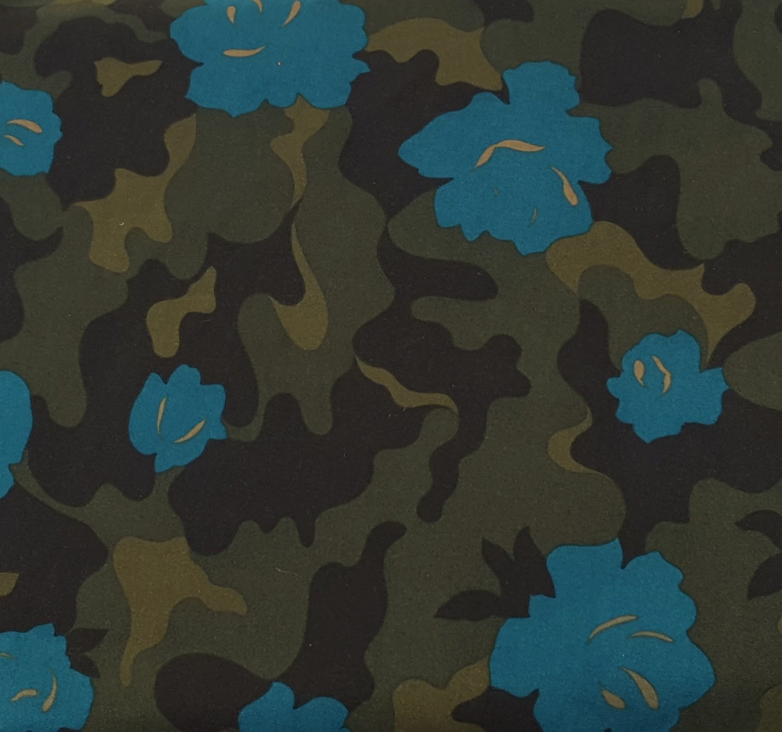 Moleskin Suede Fabric by the Yard Turquoise Flower Print Etsy