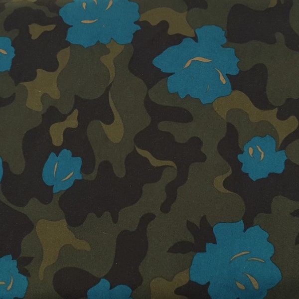 Moleskin Suede Fabric by the Yard Turquoise Flower Print Polyester Spandex