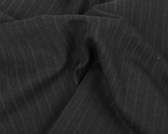 100% Wool Suit Fabric by Yard Dark Charcoal Stripes EUROPEAN Suiting Fabric