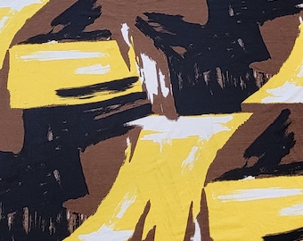 Rayon Spandex Print Jersey Knit Fabric by  The Yard Brown Black Yellow