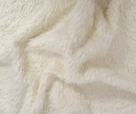 Off White Faux Fur Plush Fabric by the Yard 