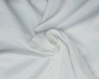 Non Optic White Cotton Spandex French Terry Knit Fabric by the Yard