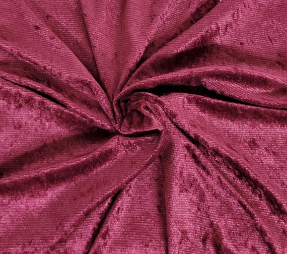 Burgundy Crushed Panne Velvet Velour Fabric by the Yard