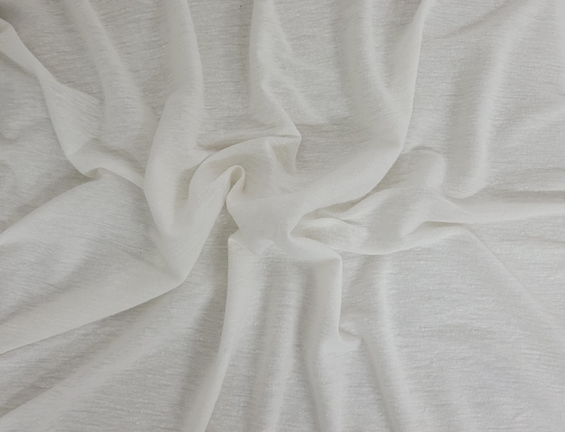 off white linen jersey fabric by the yard