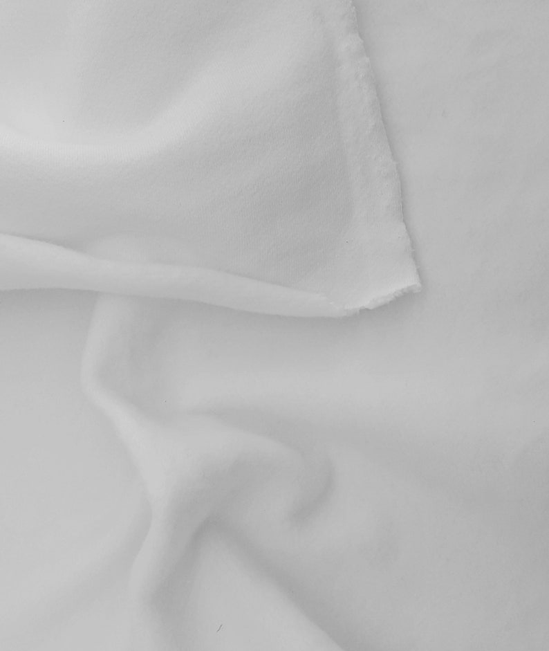 100 Cotton White Fleece Fabric by the Yard 530 GSM 24 oz Etsy