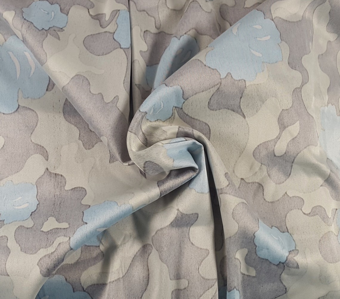 Moleskin Suede Fabric by the Yard Turquoise Flower Print Etsy