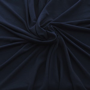 Navy Bamboo Spandex Fabric Jersey Knit by the Yard
