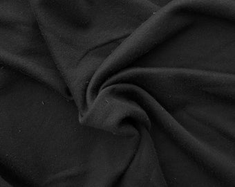 Black Cotton Poly French Terry Knit Fabric by the Yard 320GSM (For Sublimation) [Hoodie, Zip Up, Sweatpants, Loungewear, Bathrobe]