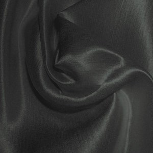 Silk Hemp Satin Woven Fabric All Natural Fiber By the Yard Bridal Black image 2