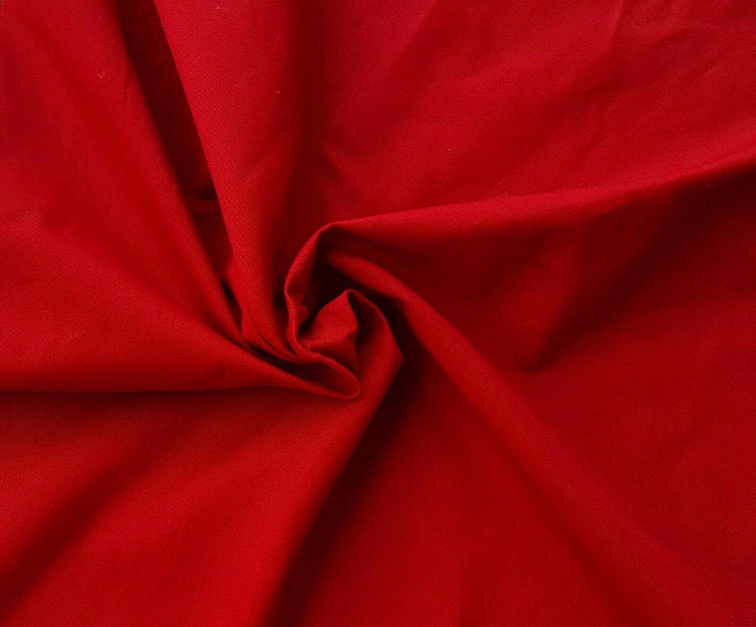 Organic Cotton Twill Fabric by the Yard Red Etsy
