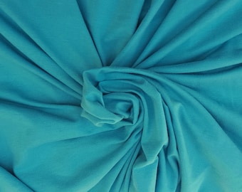 Turquoise Organic Cotton Spandex Fabric Jersey Knit By Yard [T Shirt, Baby Apparel, Headband, Dog Clothes, Loungewear]