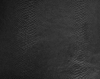 Stretchy Vegan Soft Leather Fabric by the Yard 2 Way Stretch  Print #1 Black Crocodile Skin Texture
