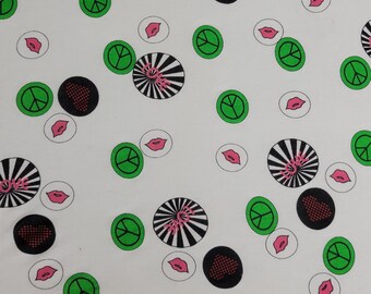 Peace Love Heart Print Jersey Knit Modal Spandex Fabric by the Yard [Sportswear, Underwear, Pajamas, Headband]