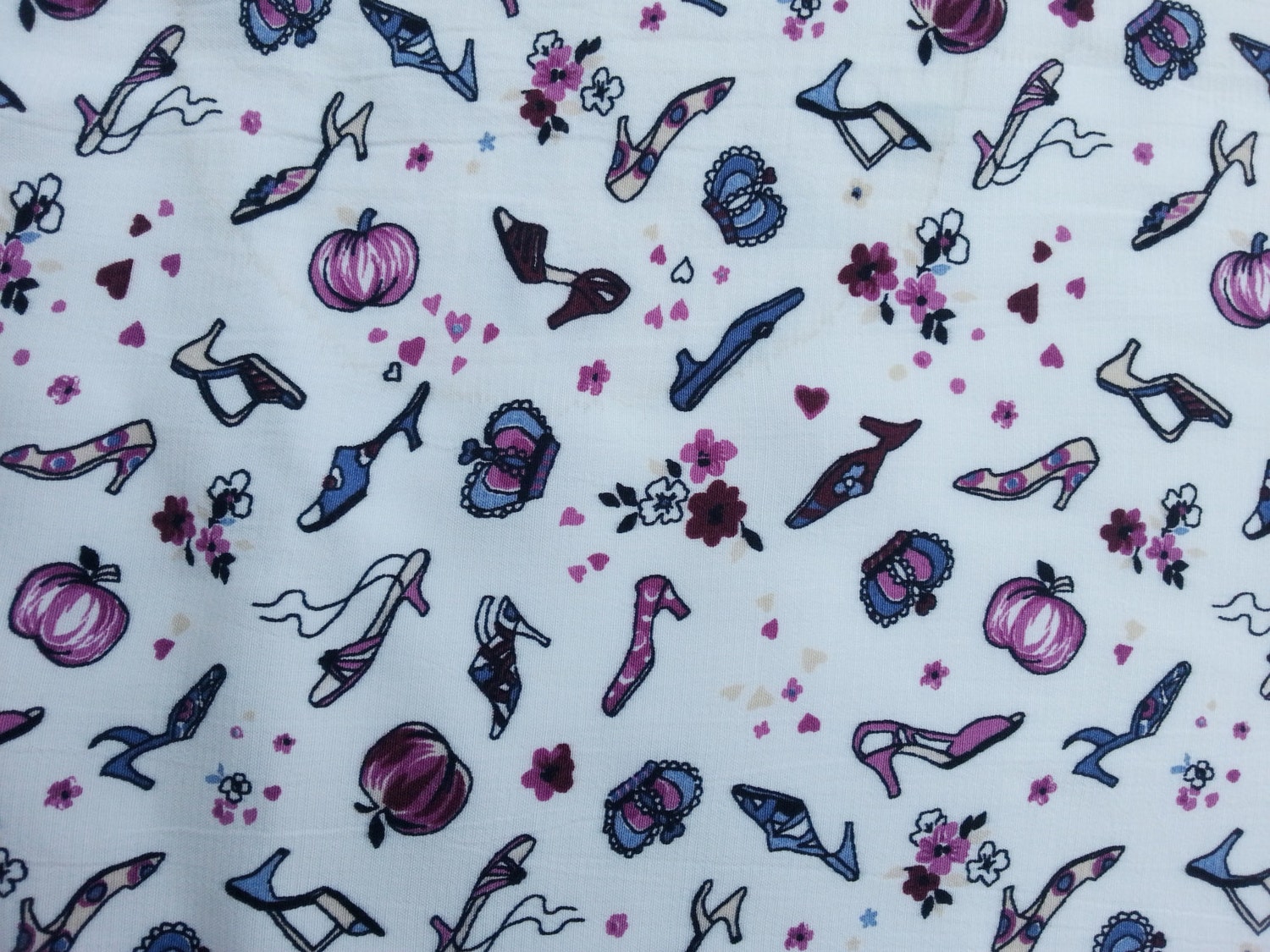 Princess Crown Shoe Print Fabric by the Yard Rayon Acetate | Etsy