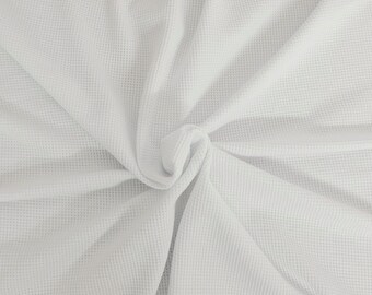 Stretchy Thermal Knit Fabric by the Yard Waffle Weave White Modal Cotton Spandex [Beanie, Pajamas, Bathrobe, Duvet Cover, Dishtowel]