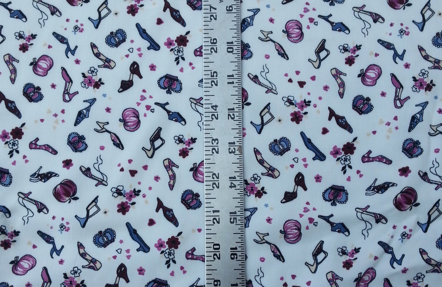 Princess Crown Shoe Print Fabric by the Yard Rayon Acetate | Etsy