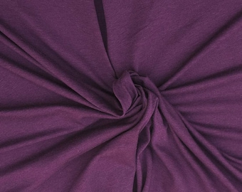 Bamboo Cotton Spandex Fabric Jersey Knit by Yard Eggplant 4 Way Stretch [Maternity Dress, Loungewear, Baby Apparel, Crib Sheets]