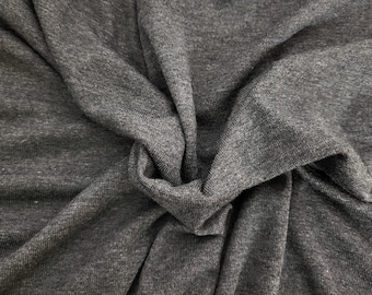 Bamboo 1x1 Rib Knit Fabric by the Yard Heather Charcoal