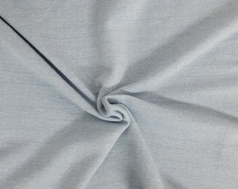 French Terry Knit Fabric By the Yard Prewashed Cotton Tencel Spandex Powder Blue 4 Way Stretch