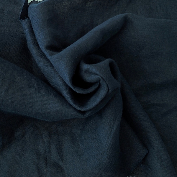 1/2 YD 100%  European Woven Linen Fabric  Midnight Navy Pre Washed