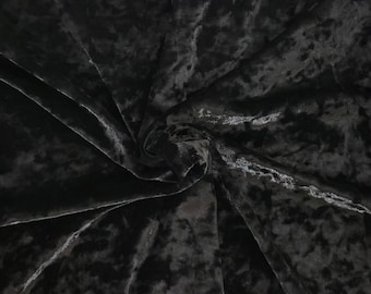 May include: Black crushed velvet fabric with a soft, textured surface.