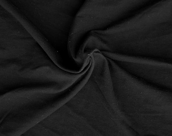 Black Cotton Spandex French Terry Knit Fabric by the Yard 190GSM