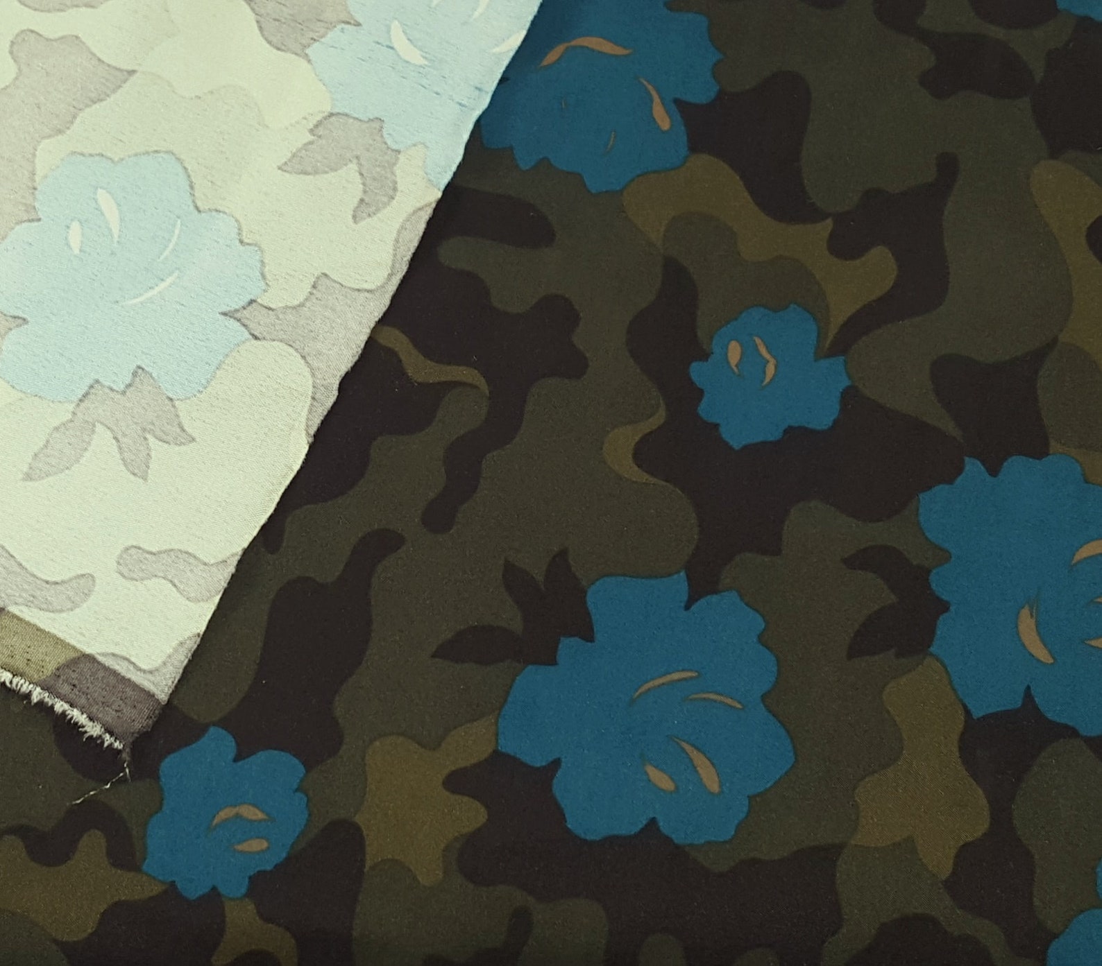 Moleskin Suede Fabric by the Yard Turquoise Flower Print Etsy