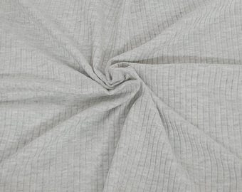 Organic Cotton Lyocell Spandex 4x2 Rib Knit Fabric by the Yard Ash Gray 370GSM 15oz [Cuffs, Leggings, Bodycon Dress, Beanie]
