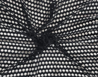 Black 100% Cotton Fishnet Knit Fabric By the Yard