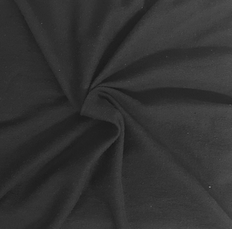 Black Cotton French Terry Knit Fabric by the Yard 220GSM Etsy