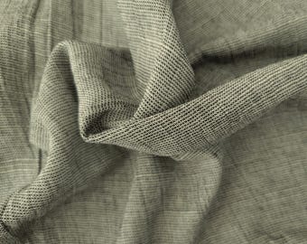 Crinkle Woven Linen Rayon Fabric by the Yard Yarn Dye Black White Taupe