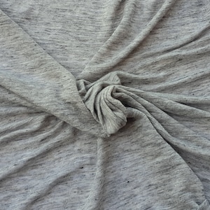 100% Linen Jeresy Knit Fabric Heather Gray by The Yard [Shirt, Tanks, Pants, Nightgown, Undergarment]