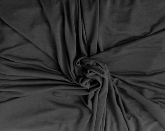 Licorice Gray Micro Modal Fabric Non Stretch Jersey Knit by the Yard (Lingerie Underwear Yoga Wear)