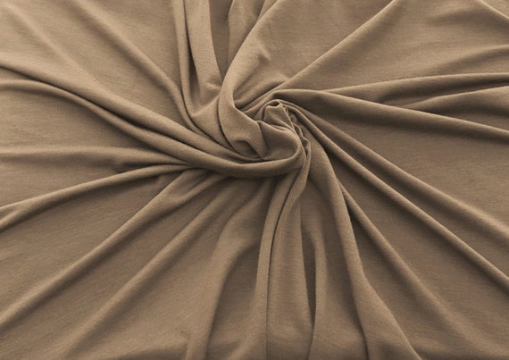 Stretchy Bamboo Spandex Fabric Jersey Knit by the Yard TOFFEE [Maternity Dress, Loungewear, Baby Apparel, Crib Sheets]