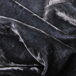 Charcoal Silky Velvet Pre Washed Rayon Woven Fabric by the Yard
