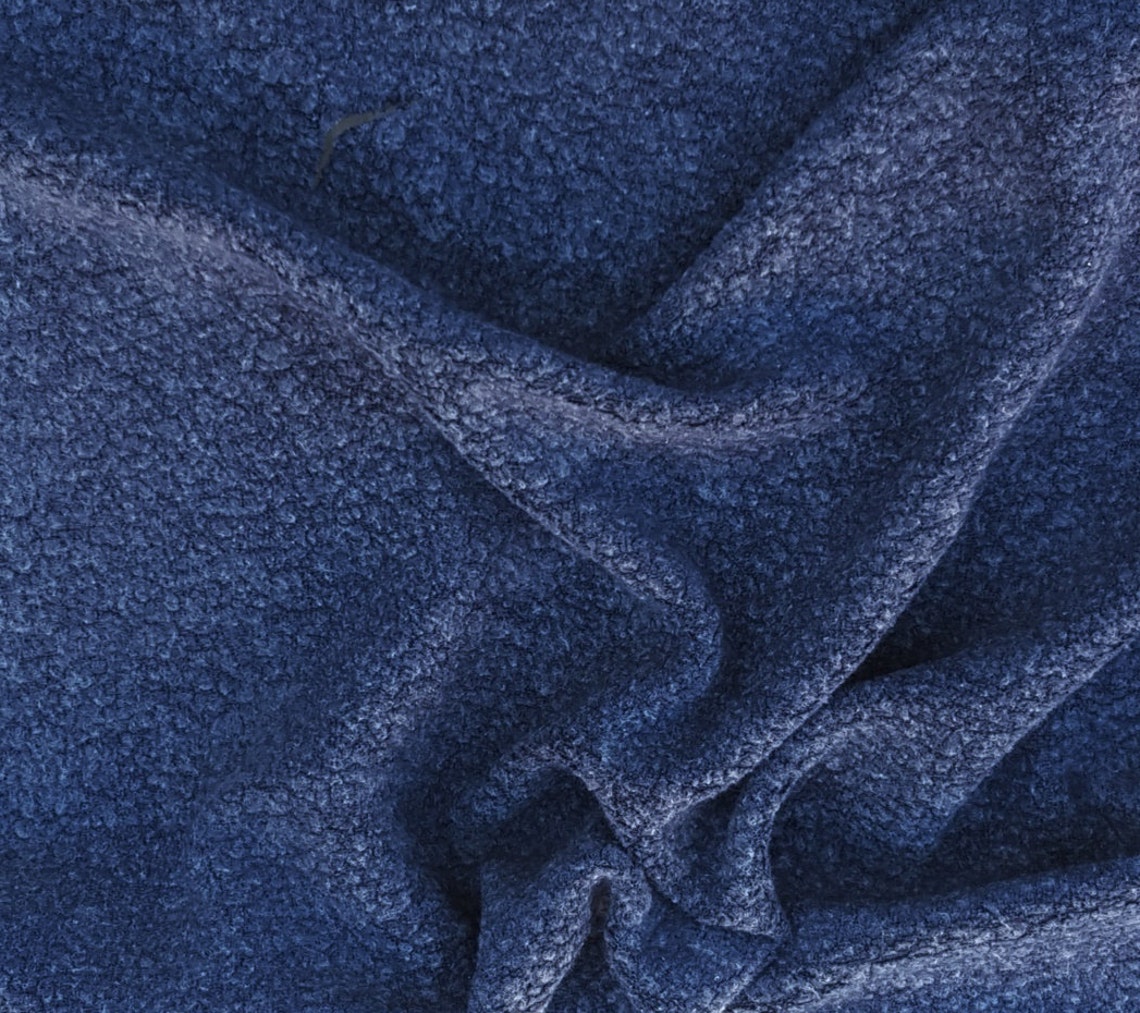Blue Sherpa Knit Fleece Modal Blend Fabric by the Yard Very | Etsy
