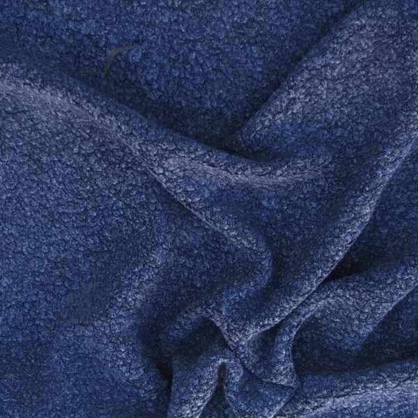 1 1/4 YD Blue Sherpa Knit Fleece Modal Blend Fabric Very Soft  1/16