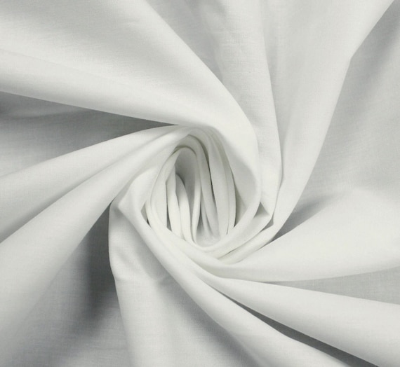 White Cotton Poplin Woven Fabric by the Yard 