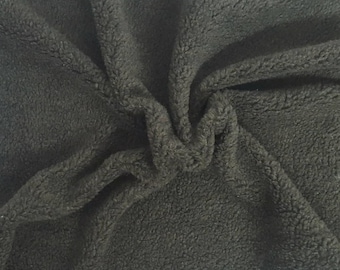 Charcoal Sherpa Fleece Knit Fabric by the Yard [Jacket, Hat, Blanket, Throw, Layering]