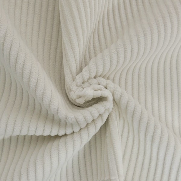 Off White 100% Cotton Corduroy Fabric 6 Wale by the Yard