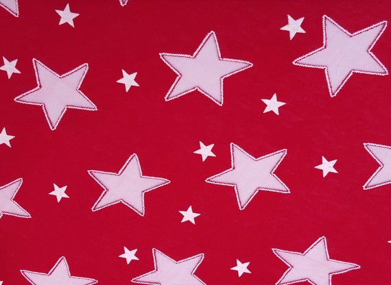 Red Cotton Jersey Knit Star Fabric by the Yard Patriotic Burnout