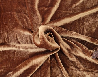 100% Silk Velvet Fabric by the Yard Bronze