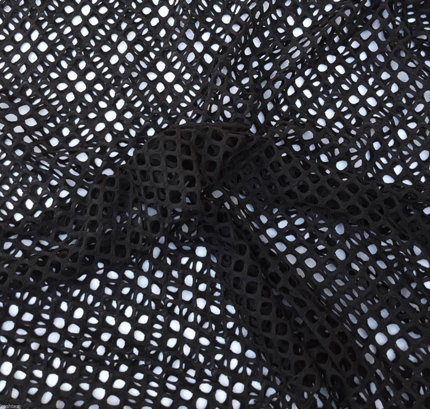 Black Stretchy Fishnet  Knit Fabric By the Yard Cotton Spandex Big Holes