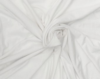 Stretchy White Bamboo Spandex Fabric Jersey Knit by the Yard Soft Drapey Midweight Stretch