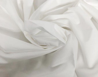 White 100% Cotton Poplin Woven Fabric by the Yard [Scrubs, Shirt, Pajama, Bedding]