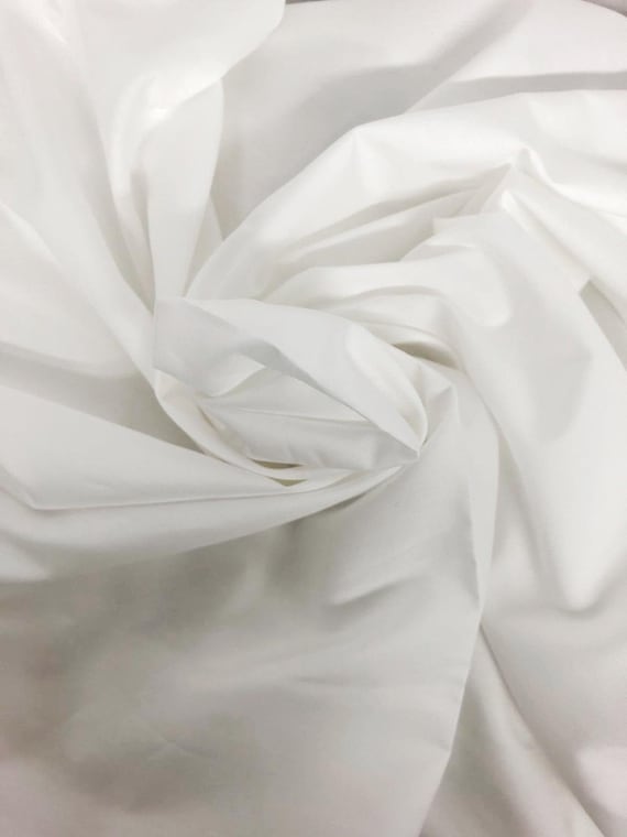 White Cotton Poplin Woven Fabric by the Yard 