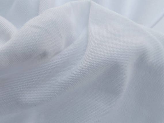 White 100% Combed Cotton Pique Knit Fabric by the Yard Pre Washed 